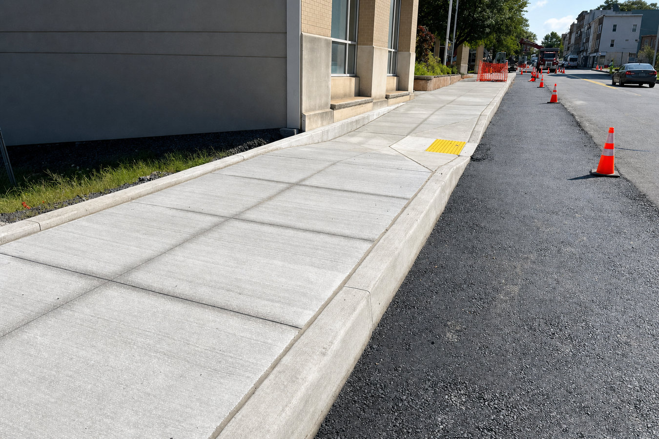 Concrete curbing and sidewalks